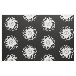 Modernes Blumen-Schwarzweiss-Gewebe Stoff