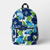 Modernes Blumenblau und grüne Monogramm Bedruckter Rucksack (Vorderseite)