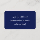 Modernes Blumenblau und Weiß Visitenkarte (Rückseite)