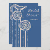 Modernes BlumenBrautparty - blaue Einladungen (Vorne/Hinten)