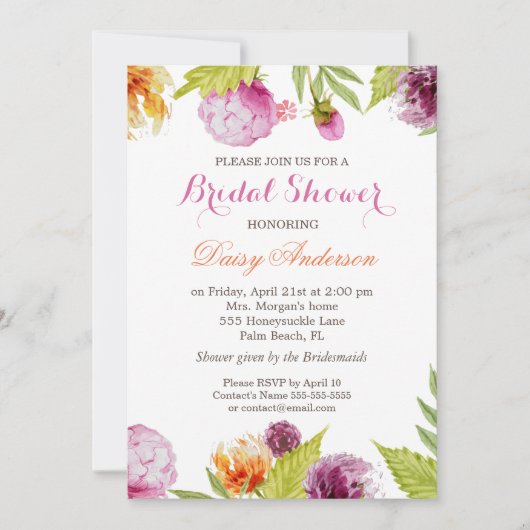 Modernes Blumendekor für Frühjahr Hochzeitsfeiern Einladung (Vorderseite)