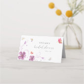 Modernes, blumenfarbenes Brautparty Platzkarte (Rückseite)