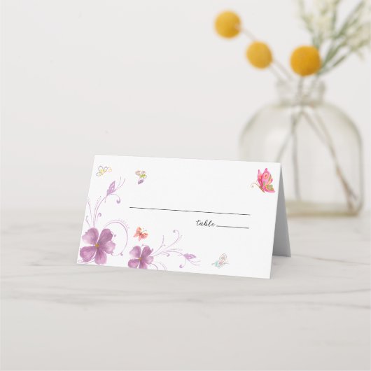 Modernes, blumenfarbenes Brautparty Platzkarte (Vorderseite)