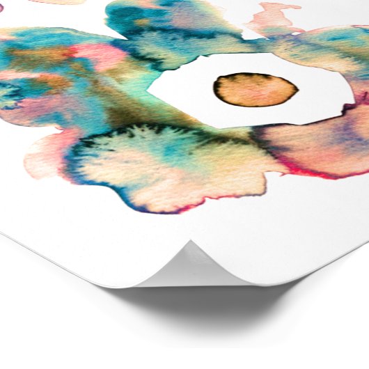 Modernes, blumenfarbenes, handgezeichnetes Blume-P Poster (Ecke)