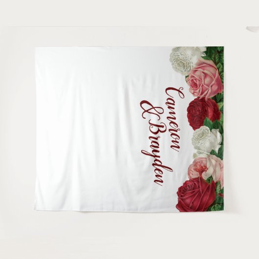 Modernes Blumengarten Hochzeitsfeier Party Hinterg Wandteppich (Vorderseite (Horizontal))