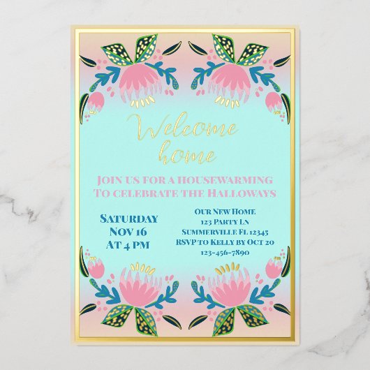 Modernes Blumengarten Party Folieneinladung (Vorderseite)