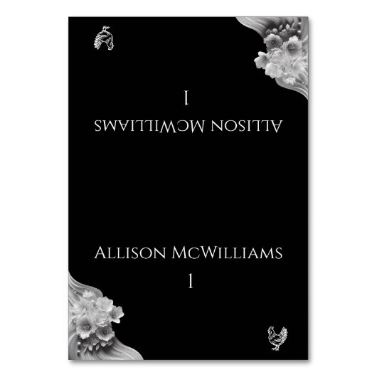 Modernes Blumengeflügel Tischnummer (Vorderseite)