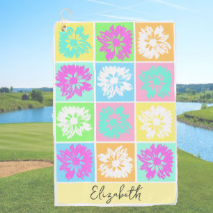 Modernes Blumengeschenk für ihren Dame Golfer Indi Golfhandtuch