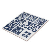 Modernes, blumengeschmücktes Flickwerk, weiß, blau Fliese (Seite)