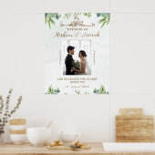 Modernes blumengeschmücktes islamisches Hochzeitsp Poster (Küche)