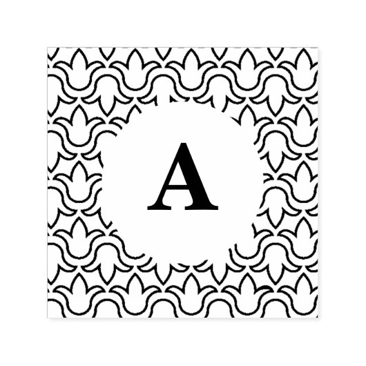 Modernes, blumengeschmücktes Muster im runden Rahm Permastempel (Design)