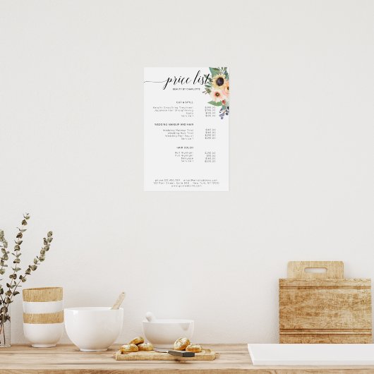 Modernes, blumengeschmücktes Poster (Küche)