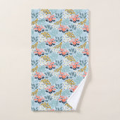 Modernes Blumengestein auf blau Badhandtuch Set (Handtuch)
