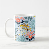 Modernes Blumengestein auf blau Kaffeetasse (Links)