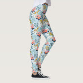 Modernes Blumengestein auf blau Leggings (Rechts)