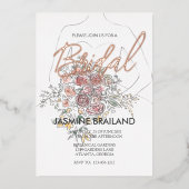 Modernes Blumengow-Brautparty Gold Folieneinladung (Vorderseite)