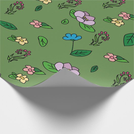 Modernes Blumengrün Geschenkpapier (Ecke)
