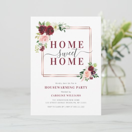 Modernes Blumenhaus Party Einladung (Stehend Vorderseite)