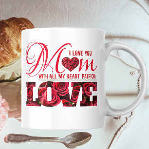 Modernes Blumenherz I Liebe Sie Mama Mütter Tag Kaffeetasse