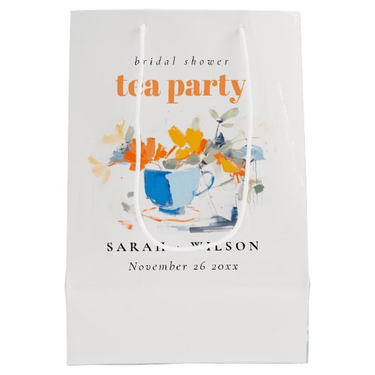 Modernes Blumenkohl-Brautparty Teezeremonie auf Ho Mittlere Geschenktüte (Rückseite)