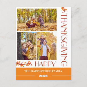 Modernes Blumenkollage-Foto für Erntedank Feiertagspostkarte