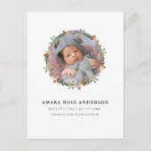 Modernes Blumenkraut-Foto - Geburtsankündigung Ankündigungspostkarte (Vorderseite)