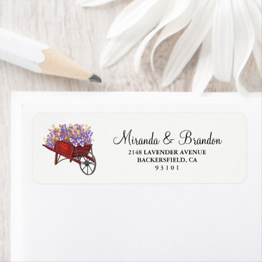Modernes Blumenlavender Wedding Address Label (Insitu)