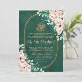 Modernes Blumenleaf Green Islamische Aqiqa Aqeeqa  Einladung (Stehend Vorderseite)