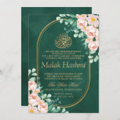 Modernes Blumenleaf Green Islamische Aqiqa Aqeeqa  Einladung (Vorne/Hinten)