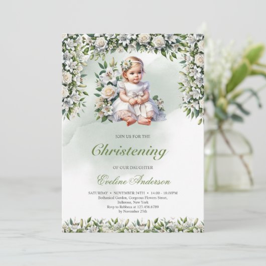 Modernes Blumenmädchen - Einladung (Stehend Vorderseite)