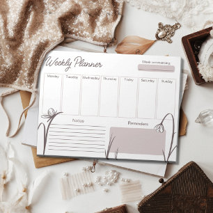 Modernes, blumenmauriges Wochenplaner-Notizblock Notizblock