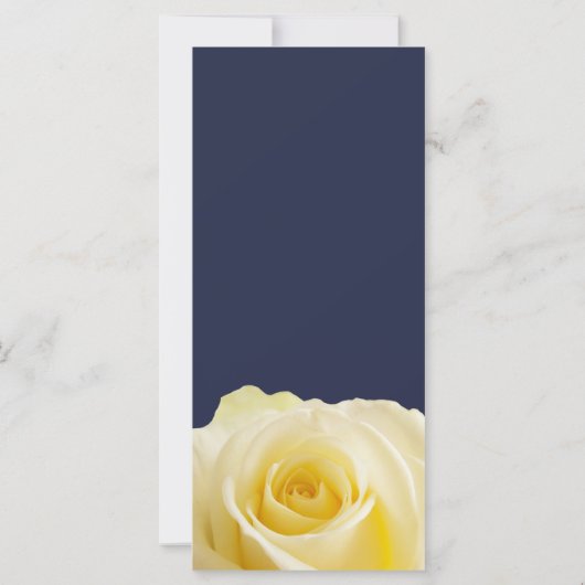 Modernes Blumenmenü mit blauen Gelben Rosen (Rückseite)