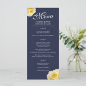 Modernes Blumenmenü mit blauen Gelben Rosen (Stehend Vorderseite)