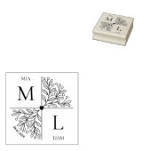 Modernes Blumenmongramm Gummistempel (Stempel)