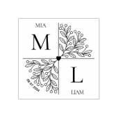 Modernes Blumenmongramm Gummistempel (Prägung)