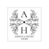 Modernes Blumenmongramm Gummistempel (Prägung)