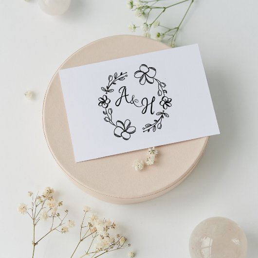 Modernes Blumenmongramm Gummistempel