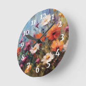 modernes Blumenmotiv Runde Wanduhr (Winkel)