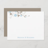 Modernes Blumenmotiv Vielen Dank - Aqua Blue Mitteilungskarte (Vorne/Hinten)