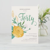 Modernes Blumenmuseum 40. Geburtstag Party Einladung (Stehend Vorderseite)