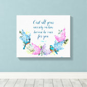 Modernes Blumenmuster 1 Peter 5:7 Imitate Canvas P Leinwanddruck (Insitu (Holzboden))