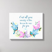 Modernes Blumenmuster 1 Peter 5:7 Imitate Canvas P Leinwanddruck (Vorderseite)