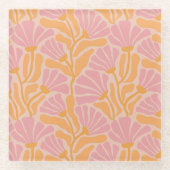 Modernes Blumenmuster aus dem Mittelalter Glasuntersetzer (Vorderseite)