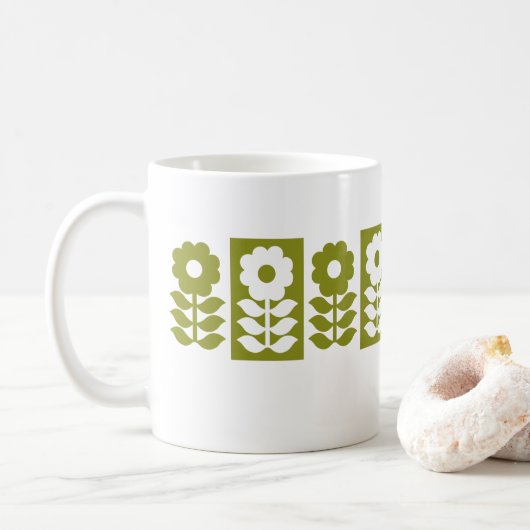 Modernes Blumenmuster aus dem Mittelalter Kaffeetasse (Mit Donut)