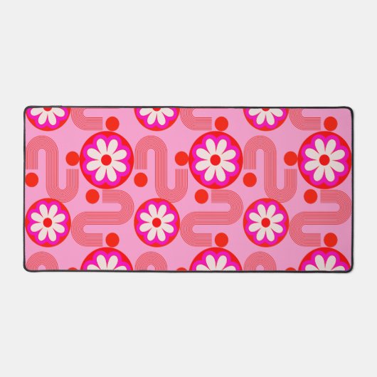 Modernes Blumenmuster aus dem Mittelalter, rosa Re Schreibtischunterlage (Vorderseite)