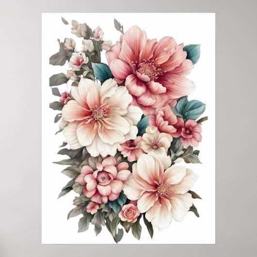 Modernes Blumenmuster-Dekor Print Poster (Vorne)