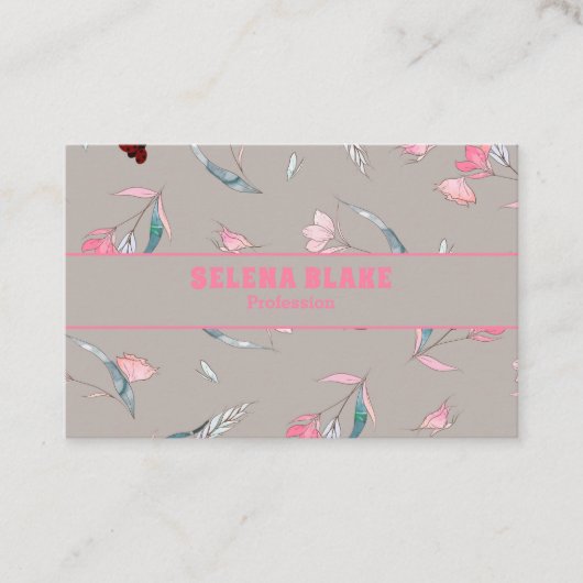 Modernes Blumenmuster | Elegant und Beruflich Visitenkarte (Vorderseite)