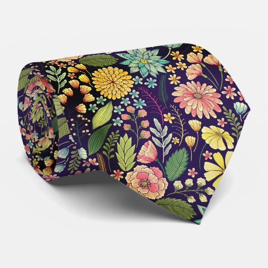 Modernes Blumenmuster-Geschäft Krawatte (Gerollt)