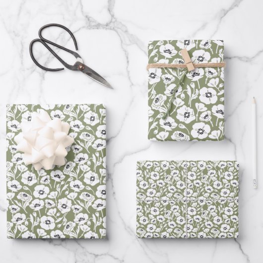 Modernes Blumenmuster Geschenkpapier Set (Vorderseite)