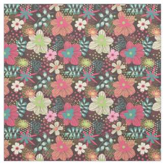 Modernes Blumenmuster-Gewebe-Rosa und Brown-Stück Stoff